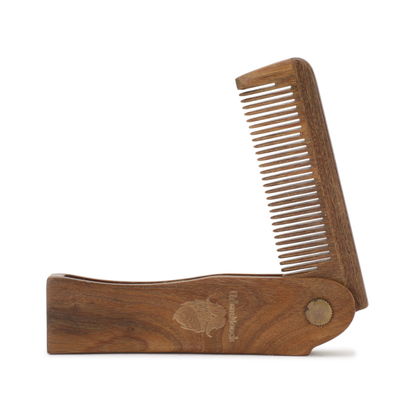 Premium Green Sandalwood Foldable Beard Comb - Pocket Size