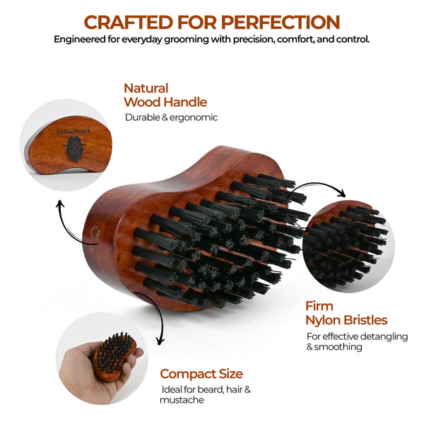 UrbanMooch Nylon Bristle Beard Brush for Men | Detangles, Styles & Tames Beard | for All Beard Types