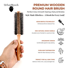 Premium Boar Bristle Hair Brush for Men - Round