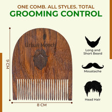 Pure Sheesham Wood U Shaped Beard Comb for Men