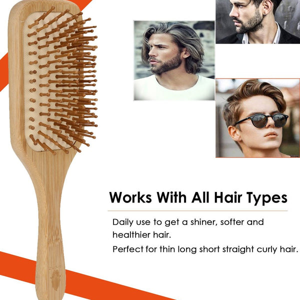 Natural Wooden Bamboo Hair Brush for Gentle Care