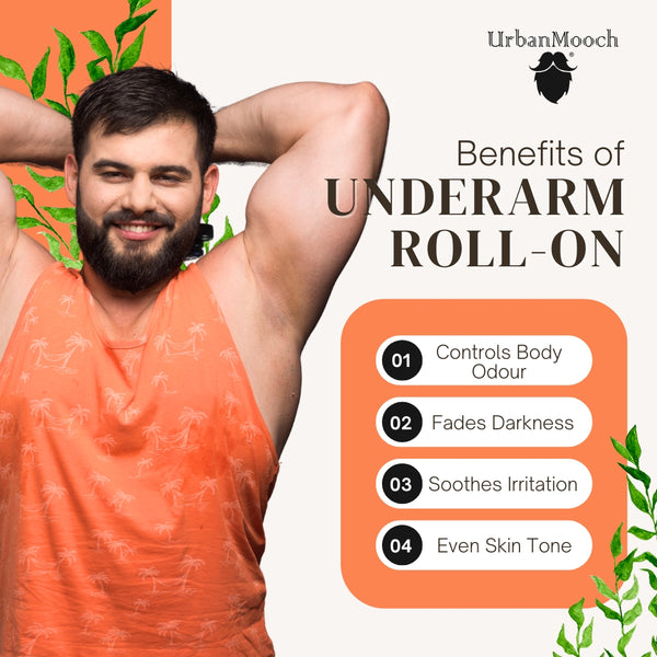 UrbanMooch Underarm Roll-On for Men – 4% AHA BHA | Brightening Deodorant | 48-Hour Odor Protection | Alcohol-Free