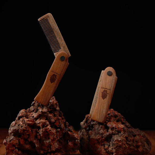 Premium Green Sandalwood Foldable Beard Comb - Pocket Size