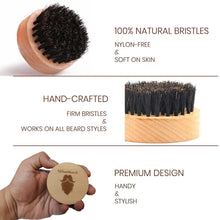 Round Boar Bristle Beard Brush for Men