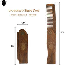 Premium Green Sandalwood Foldable Beard Comb - Pocket Size