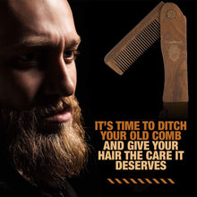 Premium Green Sandalwood Foldable Beard Comb - Pocket Size