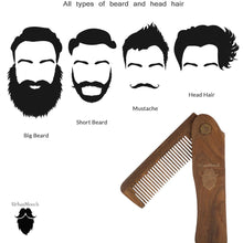 Premium Green Sandalwood Foldable Beard Comb - Pocket Size