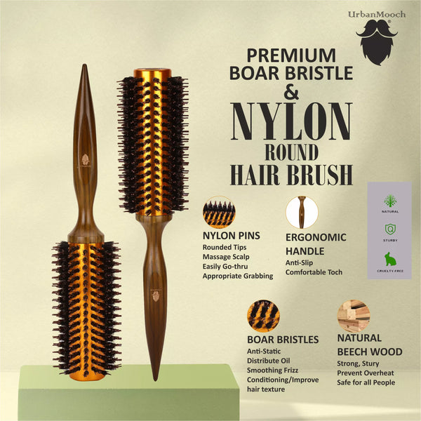 Premium Boar and Nylon Bristle Hair Brush