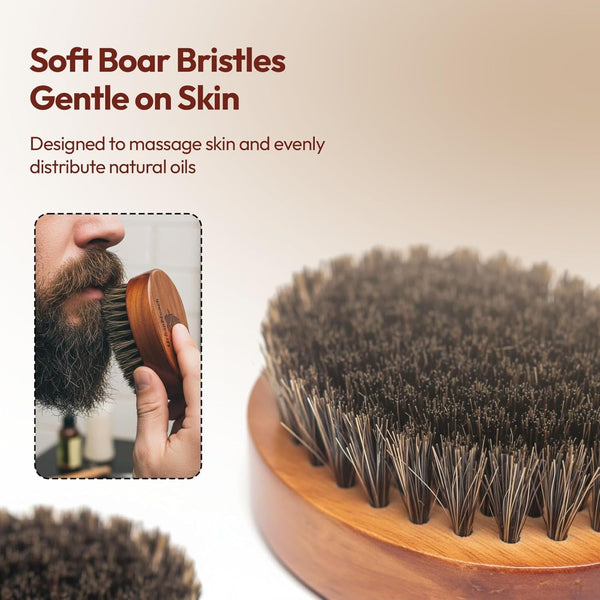 Boar Bristle Beard Brush for Men - Travel Size
