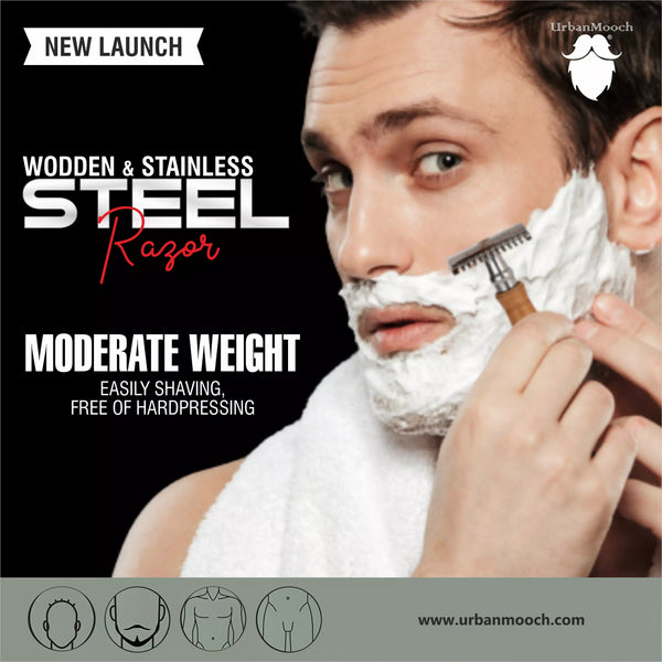 Wooden Handle Stainless Steel Razor for Smooth Shaving
