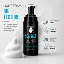 UrbanMooch Sea Salt Volume Mousse for Men – Hair Volumizing Mousse for Texture, Lift & Matte Finish