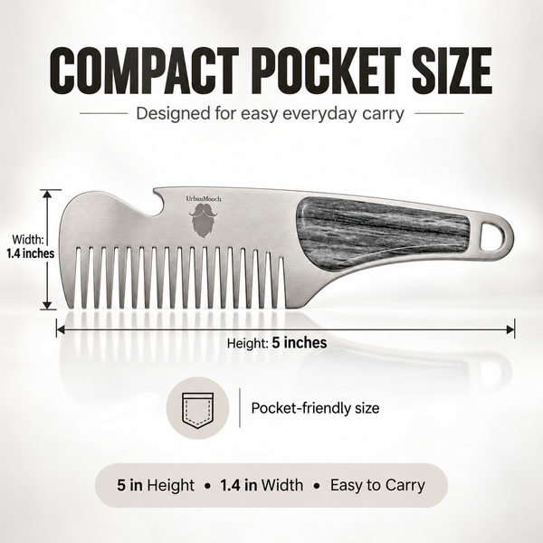 Pocketsize Stainless Steel Beard Comb for Refined Grooming