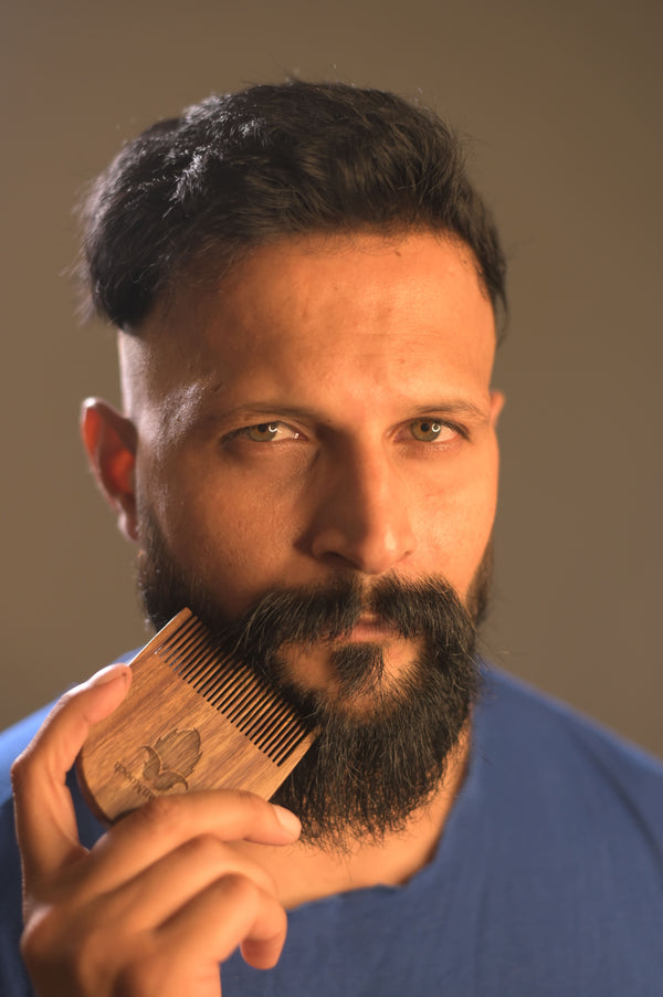 Pure Sheesham Wood U Shaped Beard Comb for Men