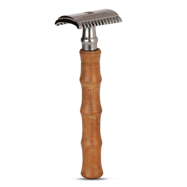 Wooden Handle Stainless Steel Razor for Smooth Shaving