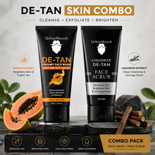 UrbanMooch DeTan Skin Combo for Men | Detan Face Wash + Detan Face Scrub | Tan Removal, Deep Cleansing & Skin Brightening