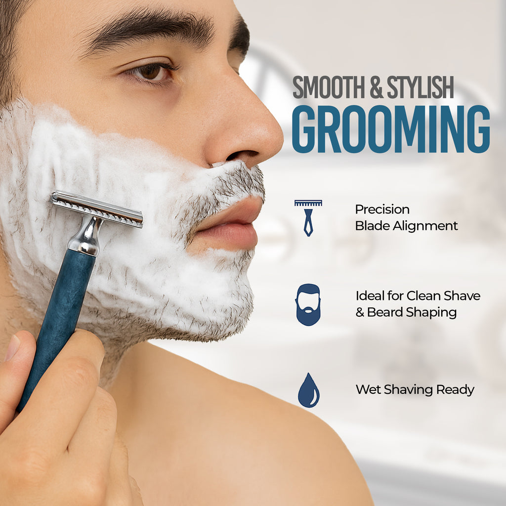 Resin Razor UrbanMooch Resin Handle Safety Razor for Men with Stand – Reusable Dou