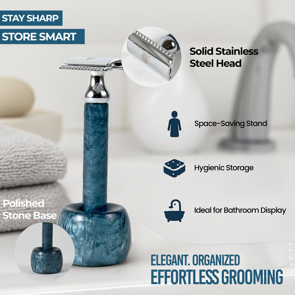 Resin Razor UrbanMooch Resin Handle Safety Razor for Men with Stand – Reusable Dou