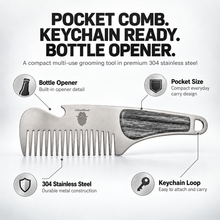 Pocketsize Stainless Steel Beard Comb for Refined Grooming
