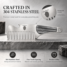 Pocketsize Stainless Steel Beard Comb for Refined Grooming