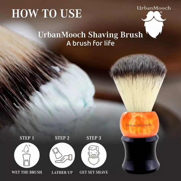 Premium & Stylish Resin Shaving Brush - Orange