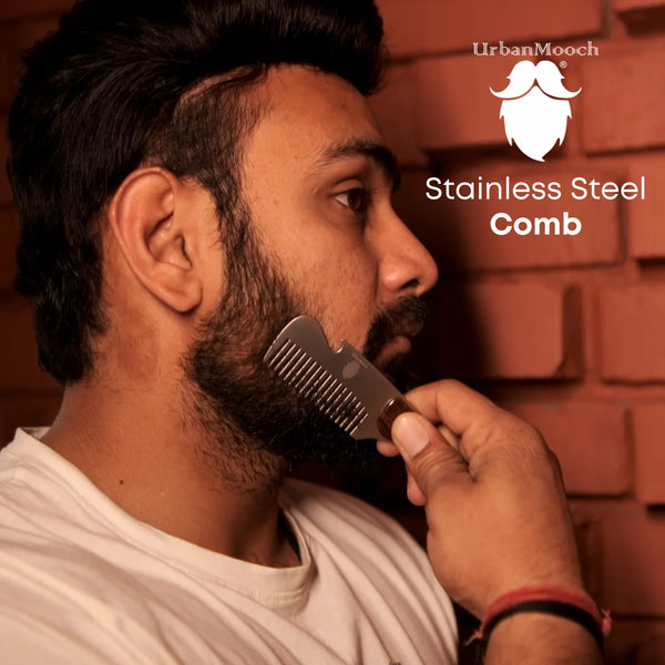 Pocketsize Stainless Steel Beard Comb for Refined Grooming