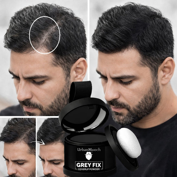 UrbanMooch Grey Fix Hair & Beard Cover-Up Powder for Men | Covers Grey Hair & Bald Patches Instantly