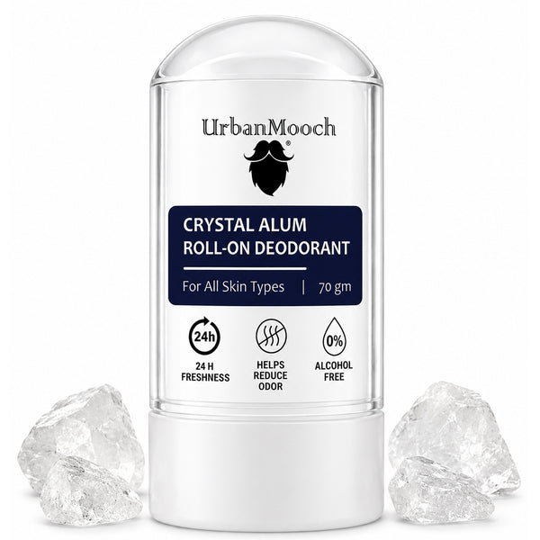 UrbanMooch Crystal Alum Roll-On | Natural Potassium Alum Stick | Alcohol-Free | Long-Lasting Odor Protection | 75 g