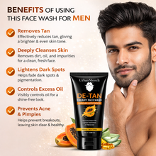 De-Tan Kit for Men | Face Wash, Face Scrub & Face Pack Combo | Removes Tan, Brightens Skin & Deep Cleanses | Men's Grooming Gift Box