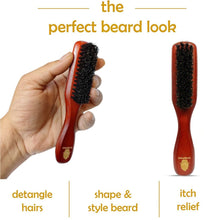 Premium Boar Bristle Beard Brush for Gentle Grooming - with Handle
