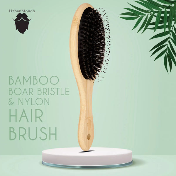 Premium Boar and Nylon Bristle Hair Brush - Bamboo