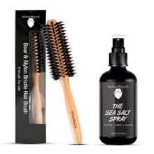 UrbanMooch Hair Volume Kit for Men | Rakhi Gift for Brother | Boar Bristle Round Hair Brush with Sea Salt Hair Spray (100ml) for Texture and Volume