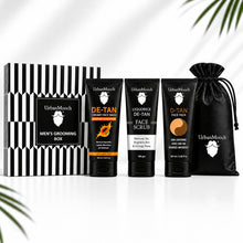 De-Tan Kit for Men | Face Wash, Face Scrub & Face Pack Combo | Removes Tan, Brightens Skin & Deep Cleanses | Men's Grooming Gift Box